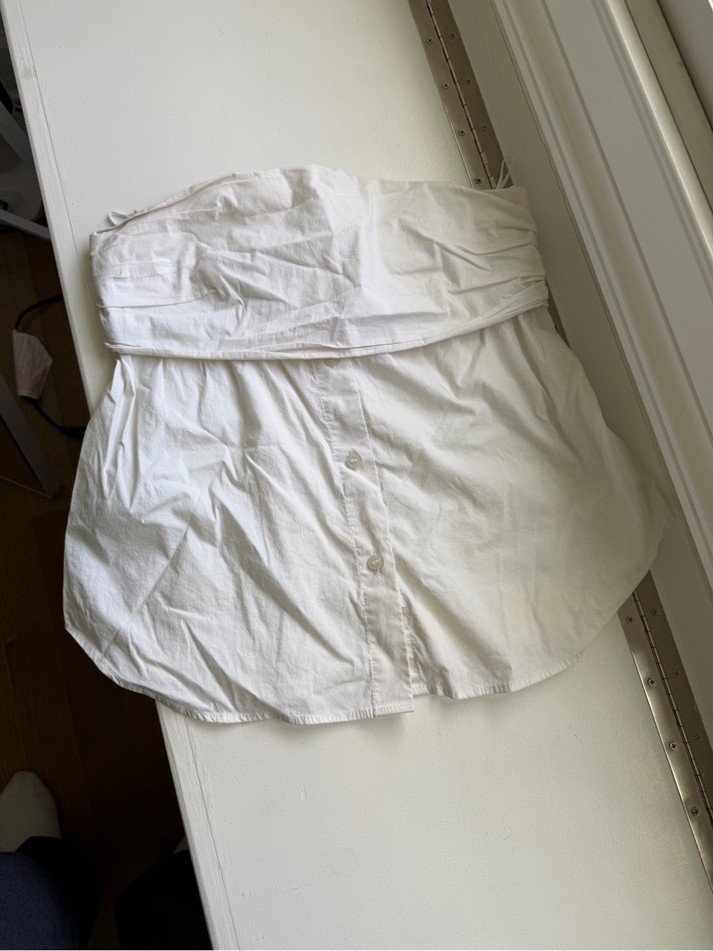 Strapless White button down Top